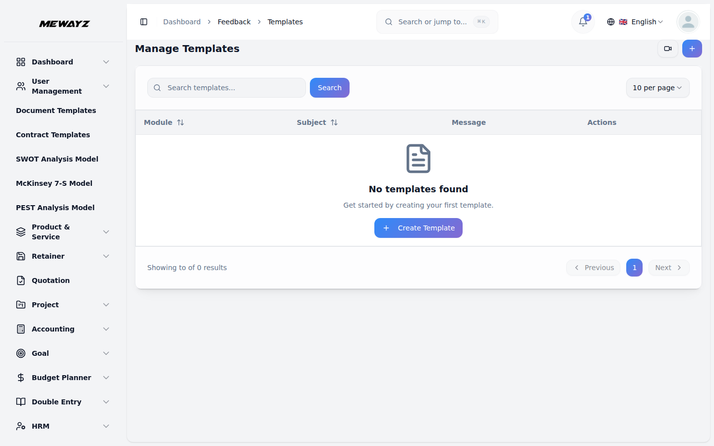 Feedback templates