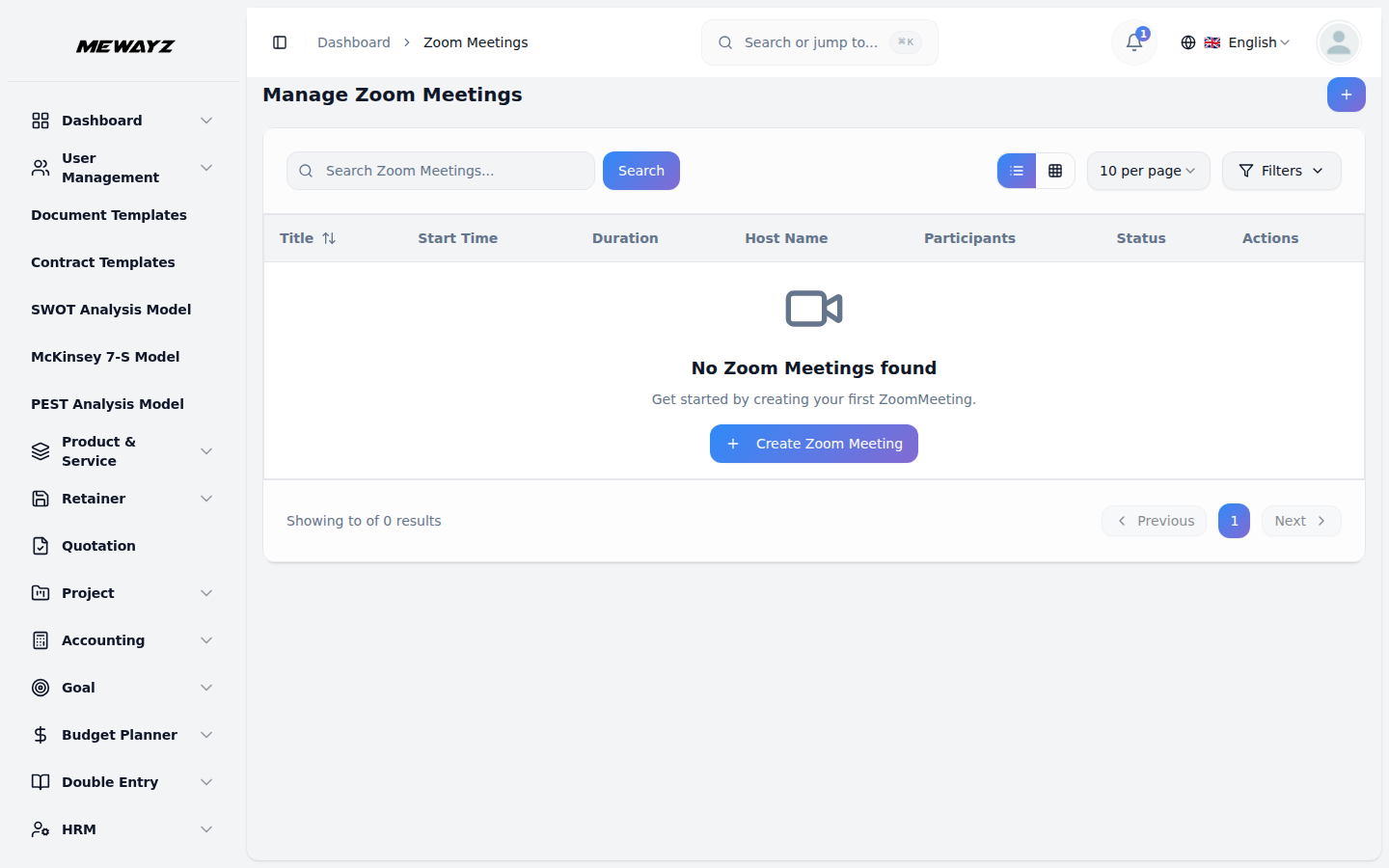 Zoom Meetings Integration - Mewayz