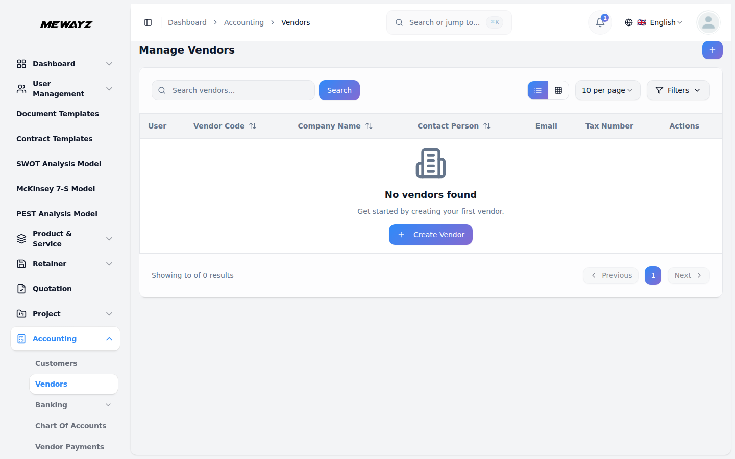 Vendor Management - Mewayz