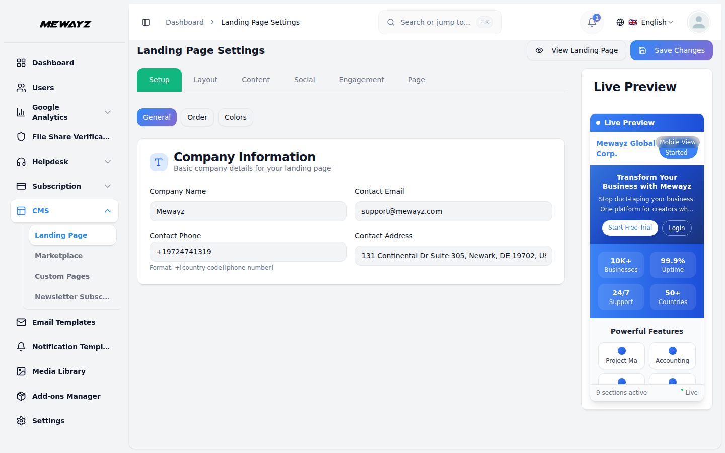 Paramètres de marque : logo, domaine, e-mail